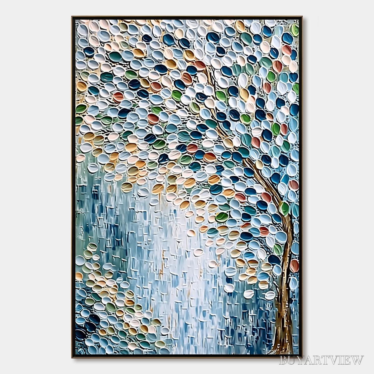 ARTOVITAS Mosaic Rain – Heavily Textured Impasto Tree of Life Painting - image 1