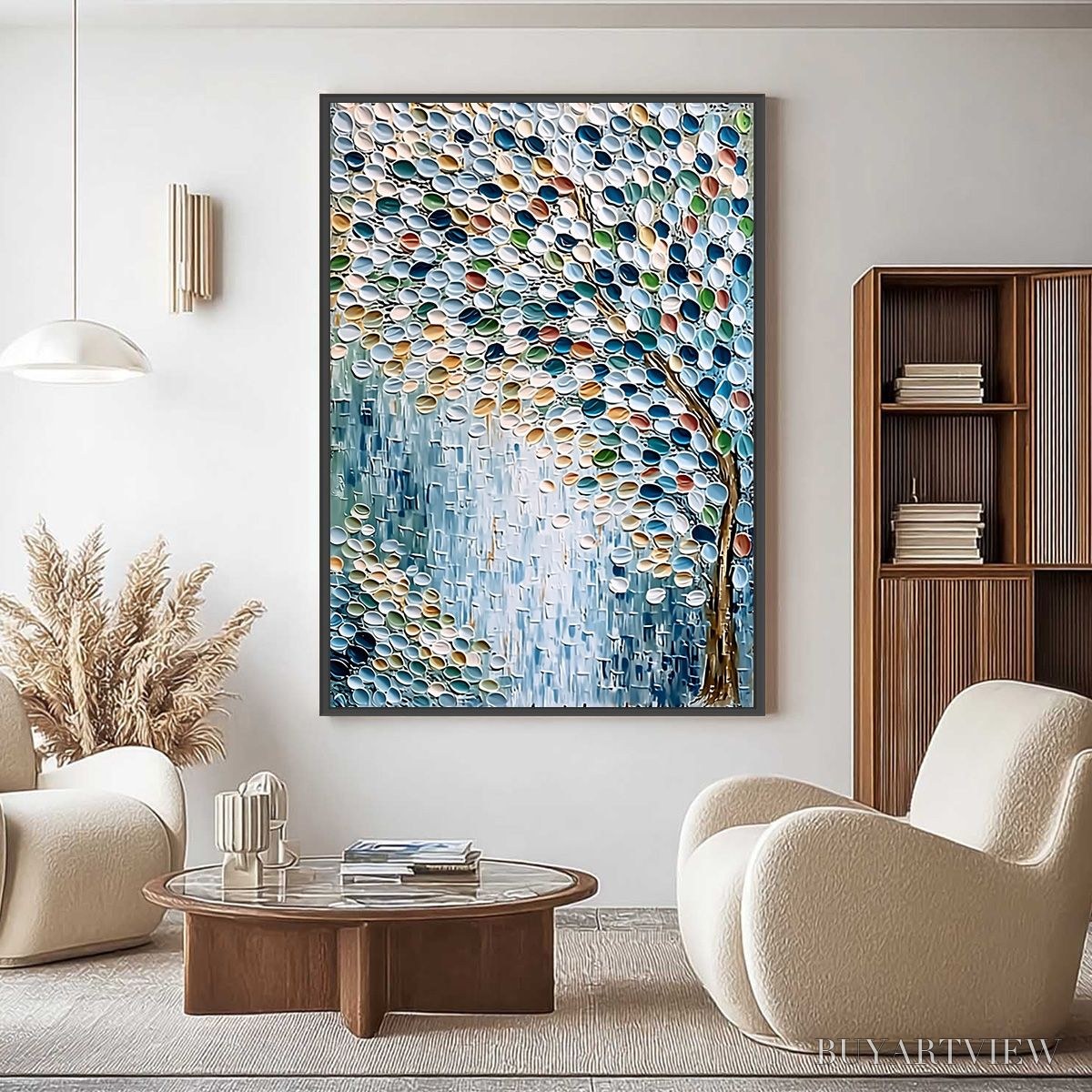 ARTOVITAS Mosaic Rain – Heavily Textured Impasto Tree of Life Painting - image 2