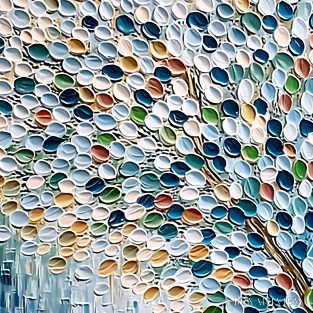 ARTOVITAS Mosaic Rain – Heavily Textured Impasto Tree of Life Painting - image 3