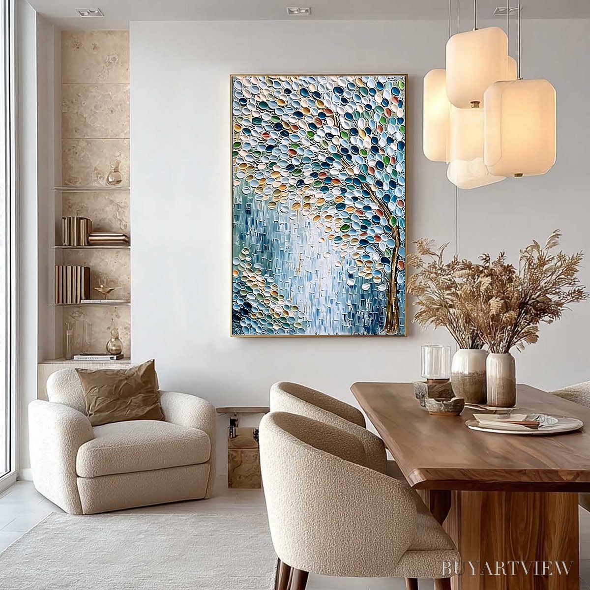 ARTOVITAS Mosaic Rain – Heavily Textured Impasto Tree of Life Painting - image 4