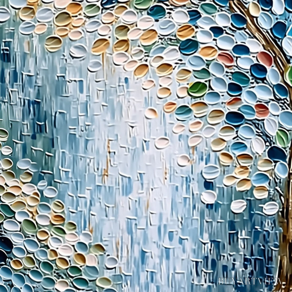 ARTOVITAS Mosaic Rain – Heavily Textured Impasto Tree of Life Painting - image 5
