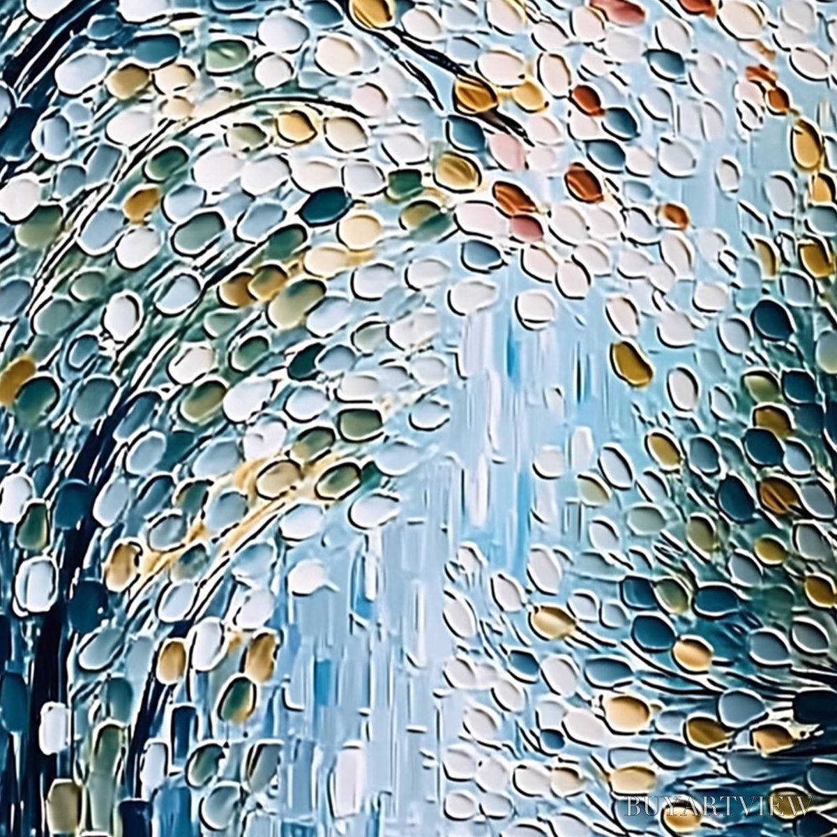 ARTOVITAS Cascading Petals – Heavy Texture Abstract Tree Impasto Painting - image 5