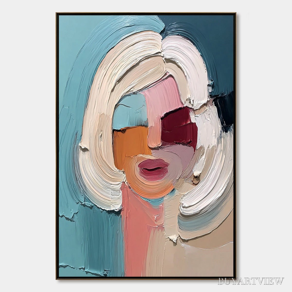 ARTOVITAS the Gaze – Textured Abstract Portrait Palette Knife Painting - image 1