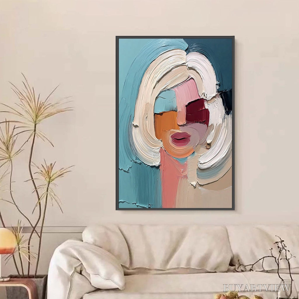 ARTOVITAS the Gaze – Textured Abstract Portrait Palette Knife Painting - image 2