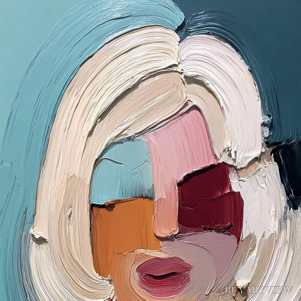 ARTOVITAS the Gaze – Textured Abstract Portrait Palette Knife Painting - image 3