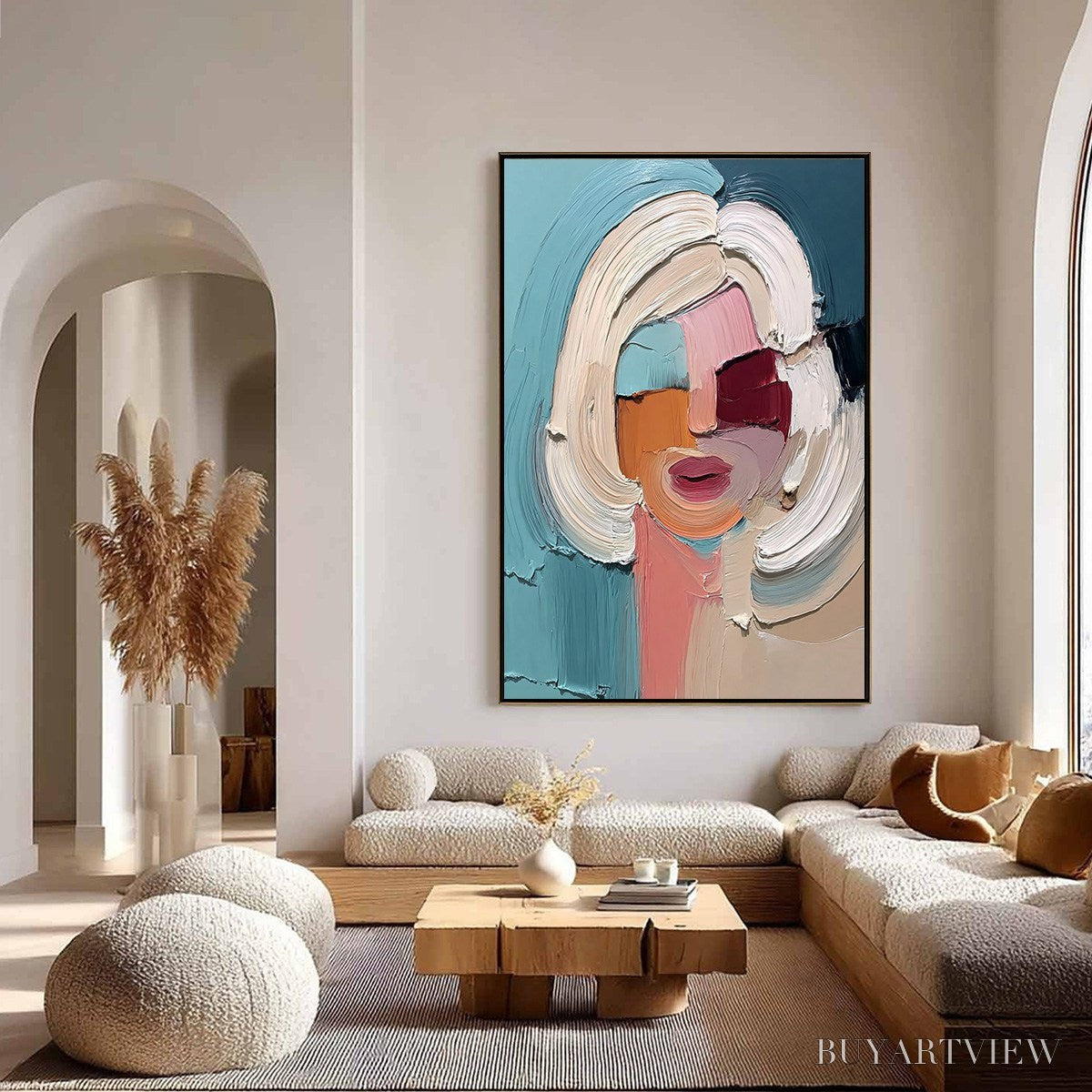 ARTOVITAS the Gaze – Textured Abstract Portrait Palette Knife Painting - image 4