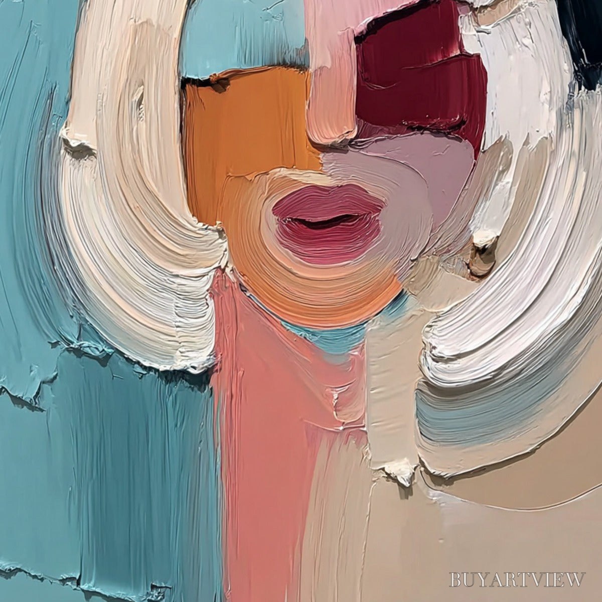 ARTOVITAS the Gaze – Textured Abstract Portrait Palette Knife Painting - image 5