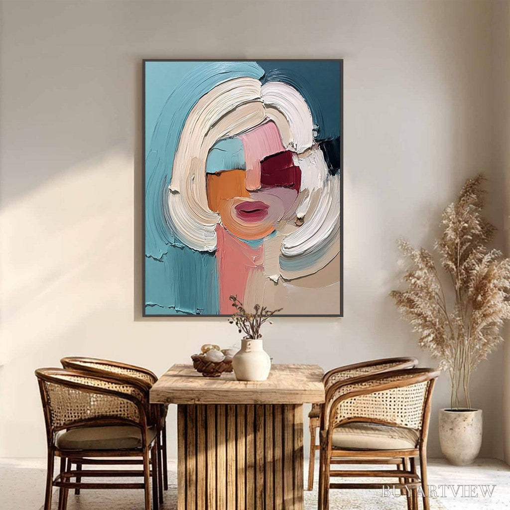 ARTOVITAS the Gaze – Textured Abstract Portrait Palette Knife Painting - image 6