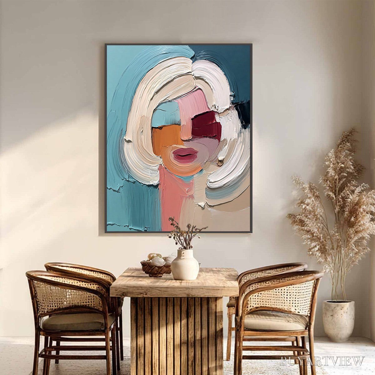 ARTOVITAS the Gaze – Textured Abstract Portrait Palette Knife Painting - image 6