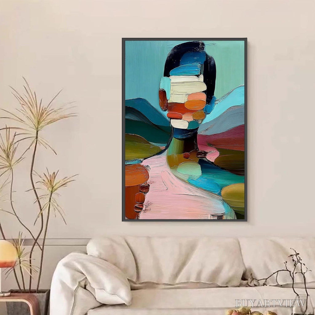 ARTOVITAS Mosaic of Being – Colorful Abstract Impasto Portrait - image 2