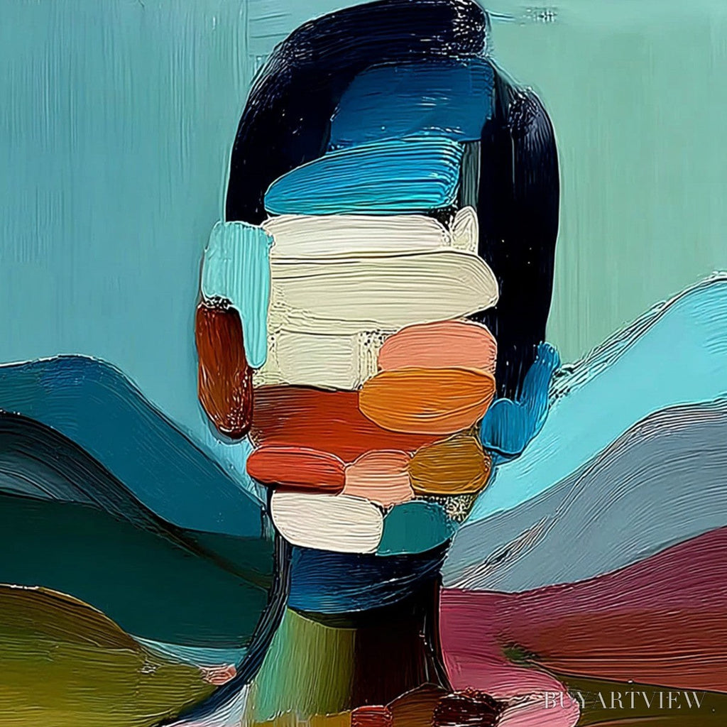 ARTOVITAS Mosaic of Being – Colorful Abstract Impasto Portrait - image 3