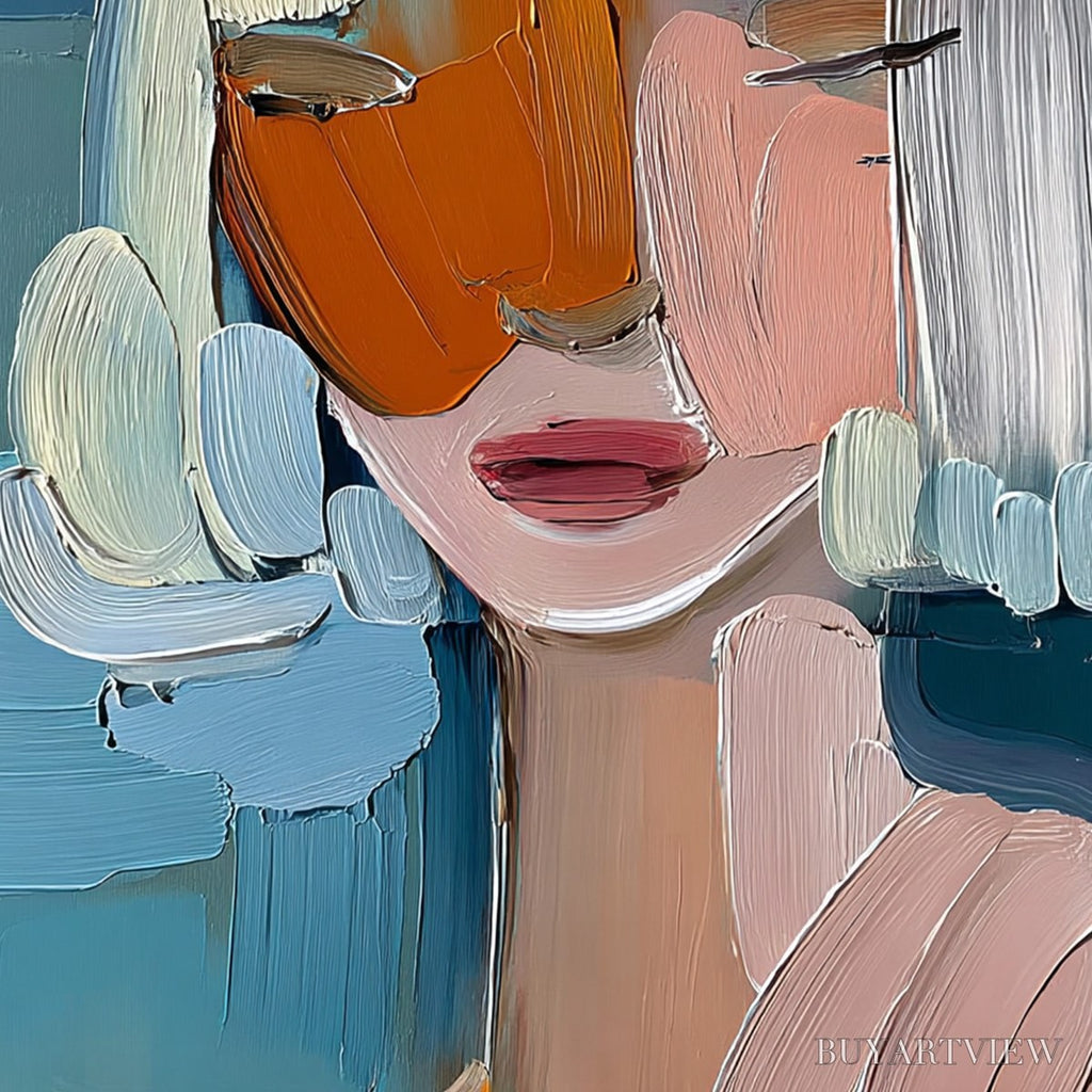 ARTOVITAS Vivid Muse – Textured Abstract Portrait Palette Knife Oil Painting - image 5