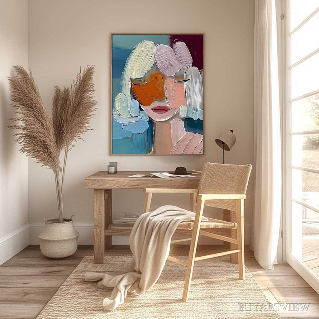 ARTOVITAS Vivid Muse – Textured Abstract Portrait Palette Knife Oil Painting - image 6