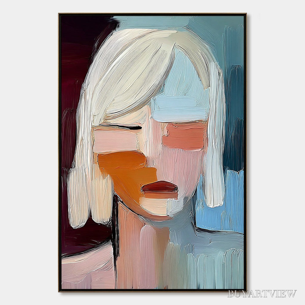 ARTOVITAS Inward Gaze – Expressive Abstract Portrait Oil Painting with Textured Brushstrokes - image 1