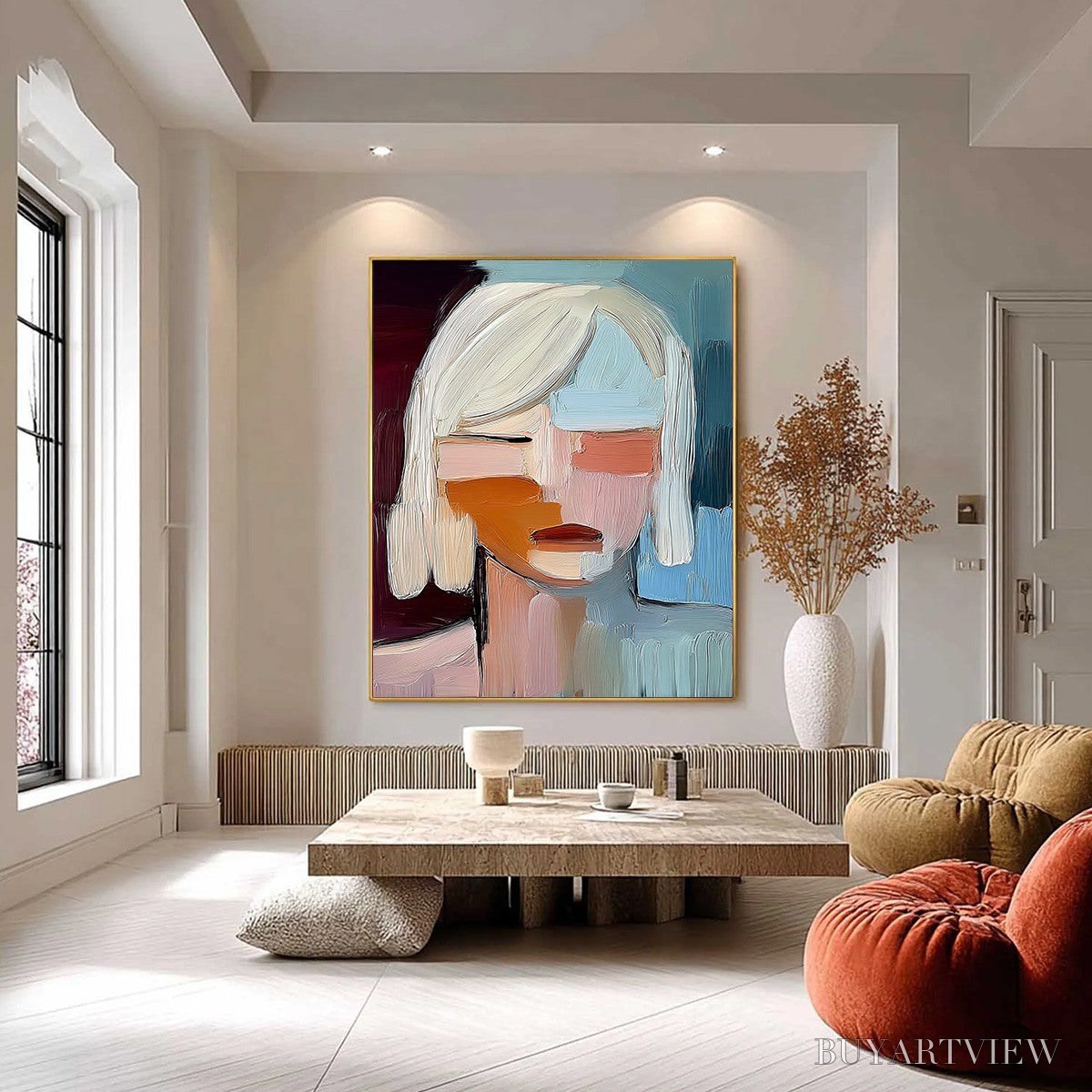 ARTOVITAS Inward Gaze – Expressive Abstract Portrait Oil Painting with Textured Brushstrokes - image 2