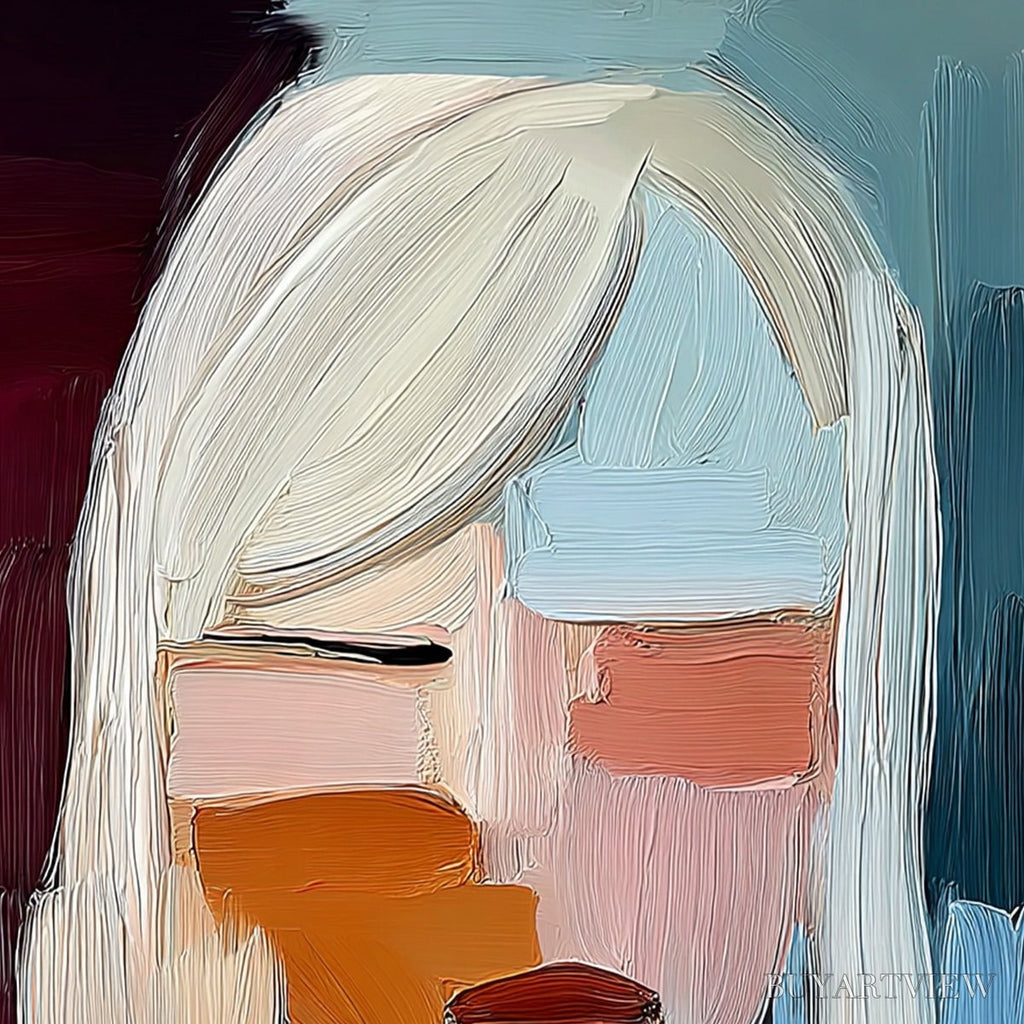 ARTOVITAS Inward Gaze – Expressive Abstract Portrait Oil Painting with Textured Brushstrokes - image 3
