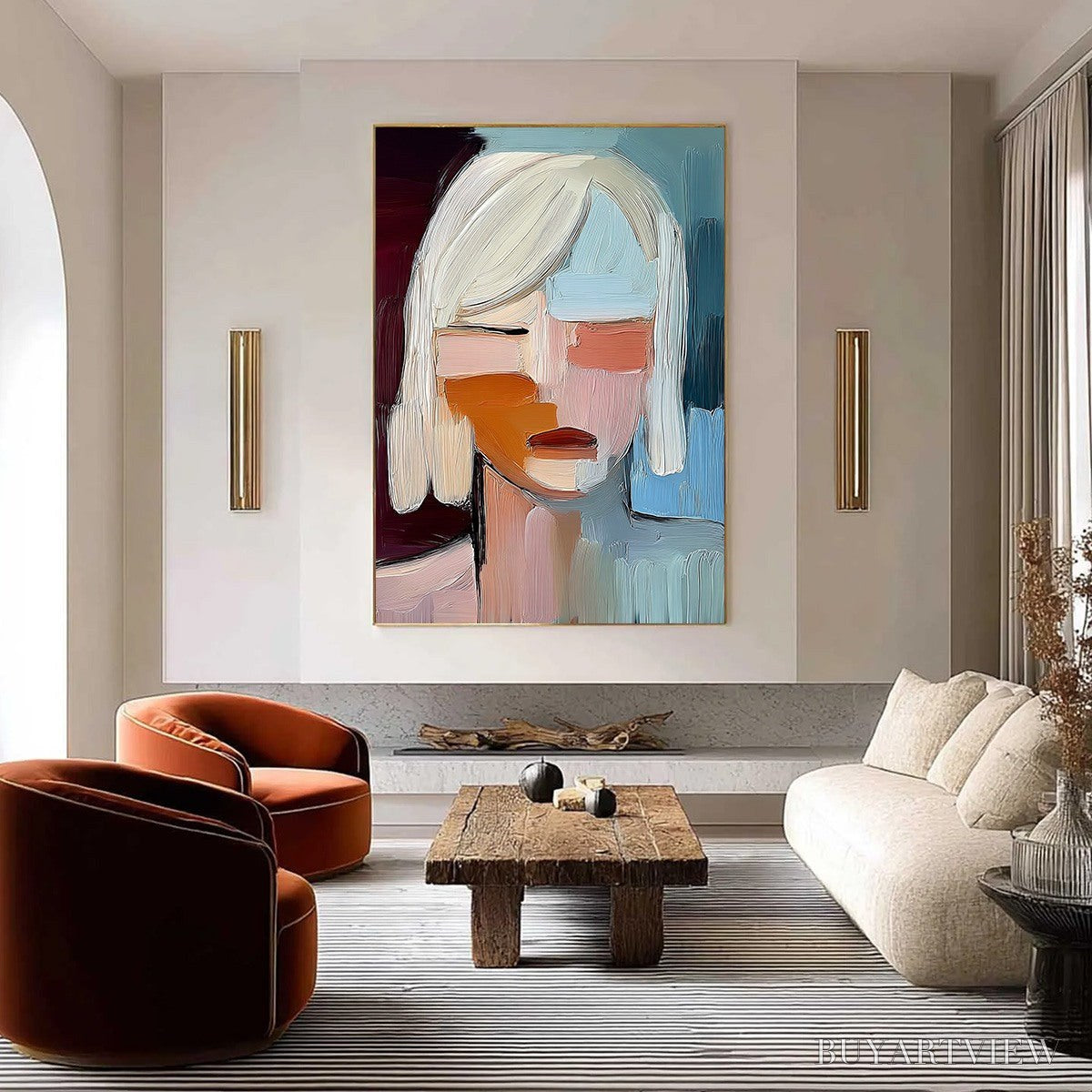 ARTOVITAS Inward Gaze – Expressive Abstract Portrait Oil Painting with Textured Brushstrokes - image 4