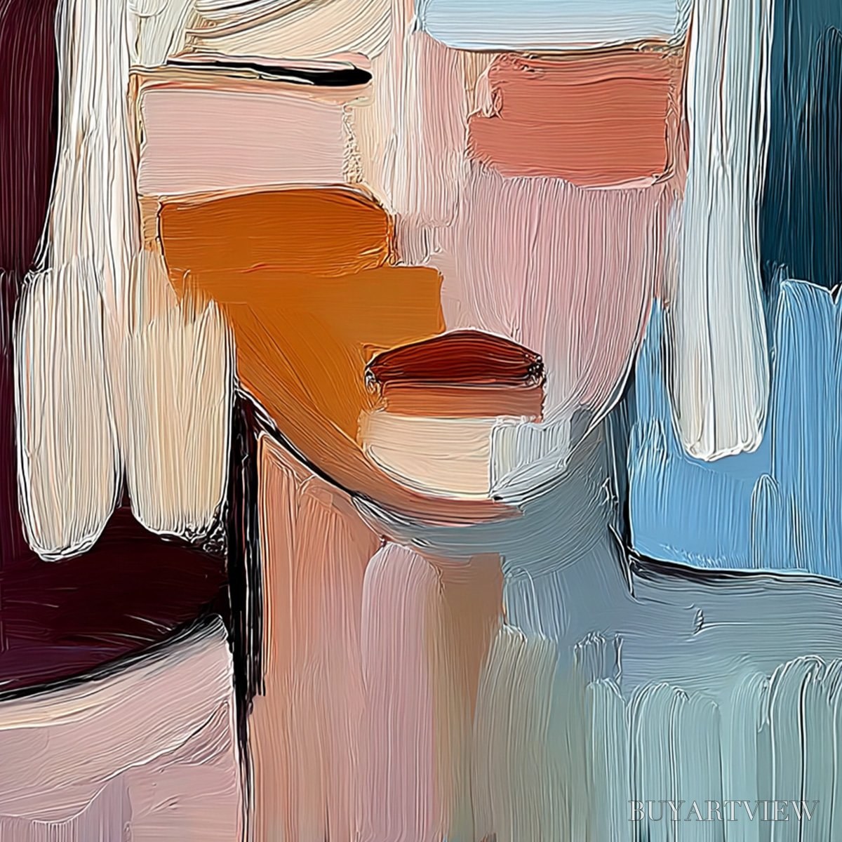 ARTOVITAS Inward Gaze – Expressive Abstract Portrait Oil Painting with Textured Brushstrokes - image 5