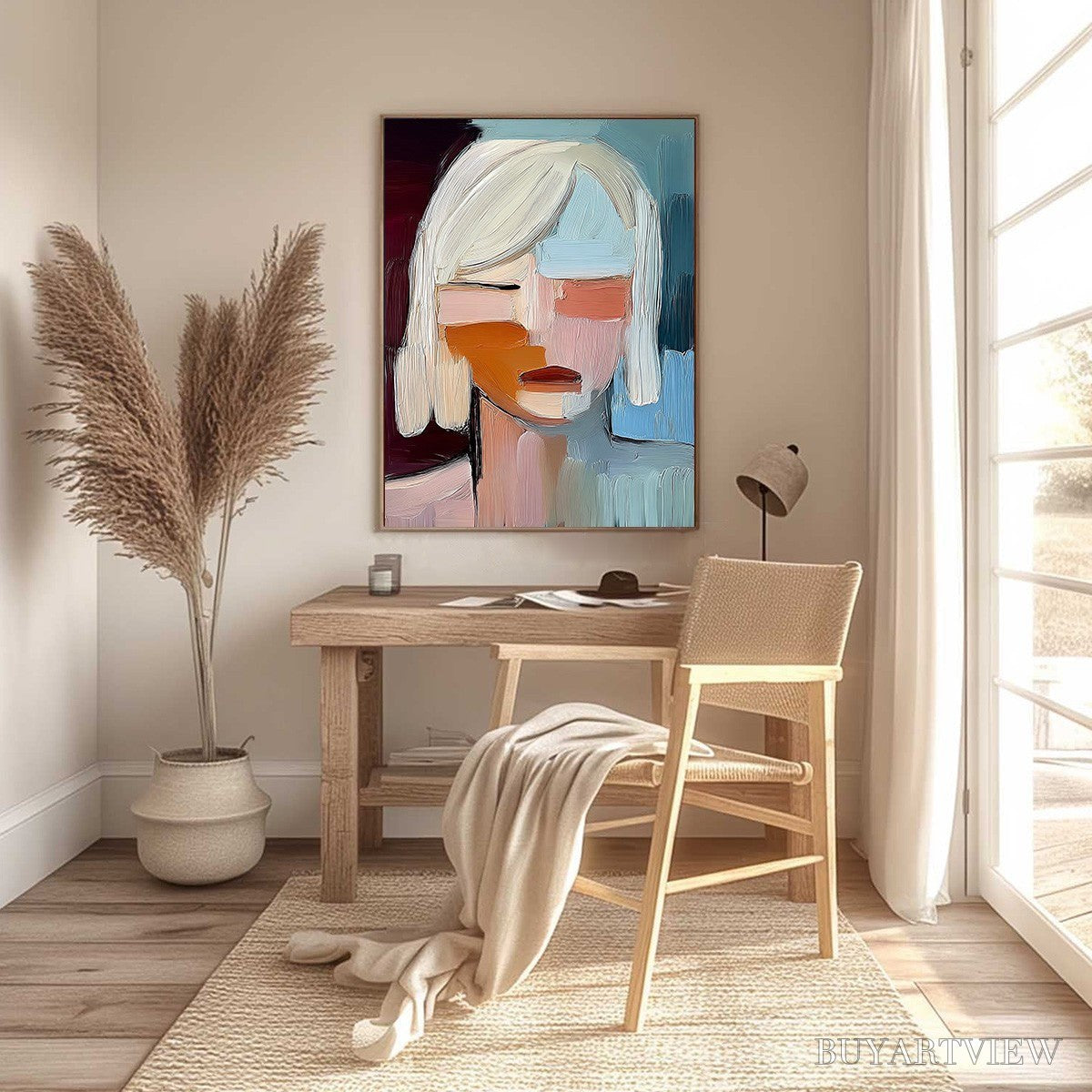 ARTOVITAS Inward Gaze – Expressive Abstract Portrait Oil Painting with Textured Brushstrokes - image 6