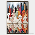 ARTOVITAS Concrete Carnival – Textured Abstract Cityscape Painting with Whimsical Figures - image 1