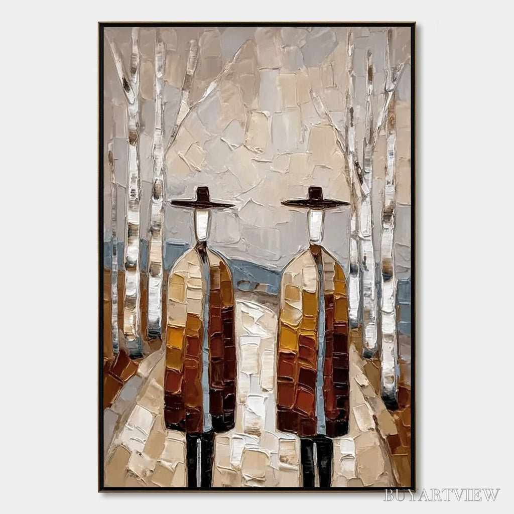 ARTOVITAS the Sojourners – Textured Palette Knife Painting of Figures in a Landscape - image 1