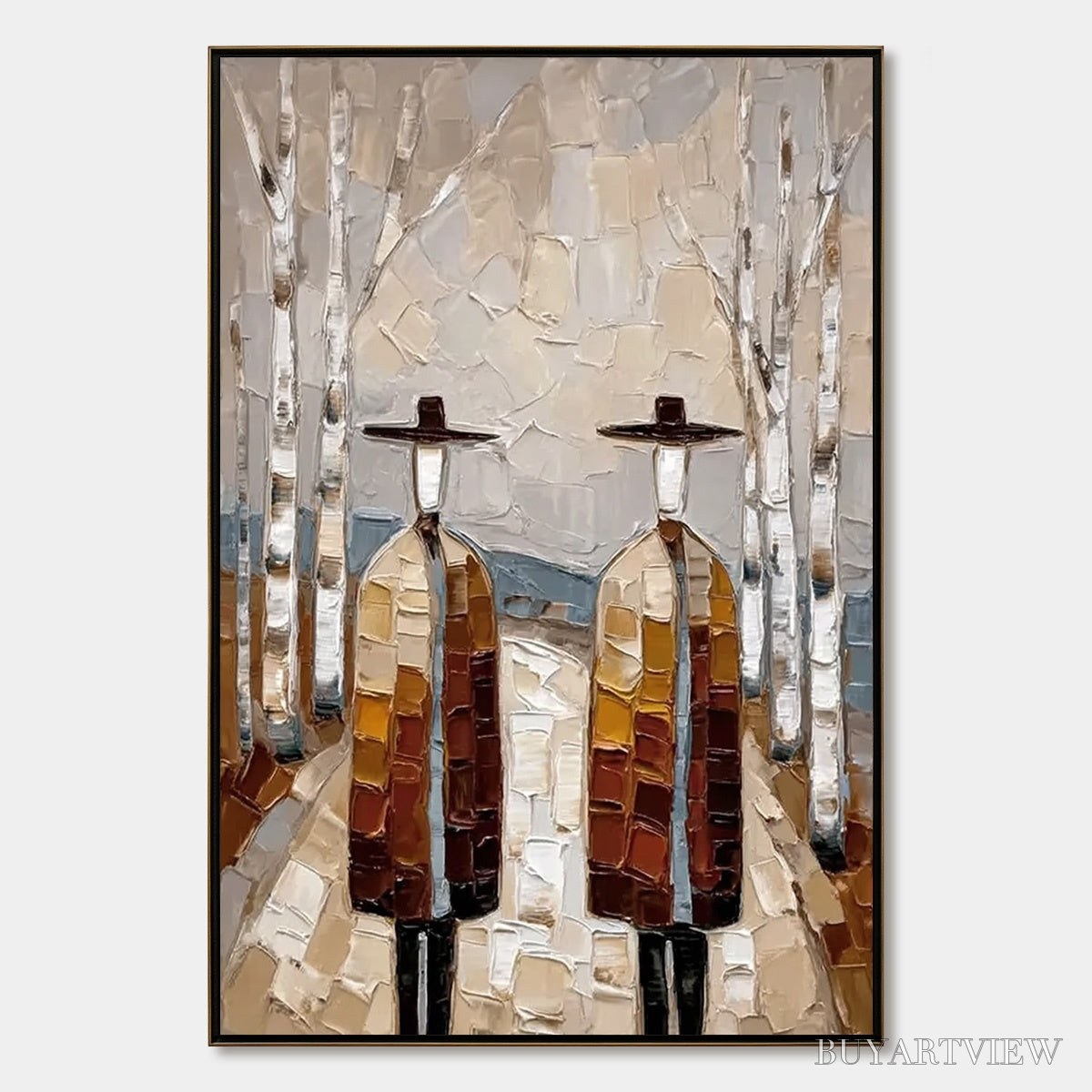ARTOVITAS the Sojourners – Textured Palette Knife Painting of Figures in a Landscape - image 1