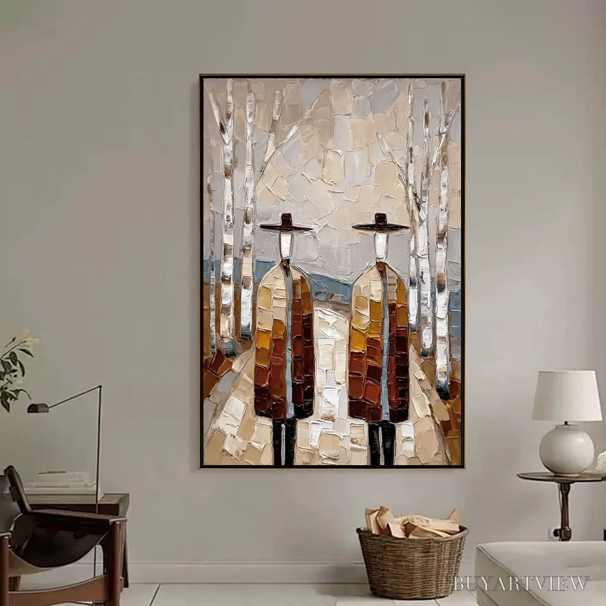 ARTOVITAS the Sojourners – Textured Palette Knife Painting of Figures in a Landscape - image 2