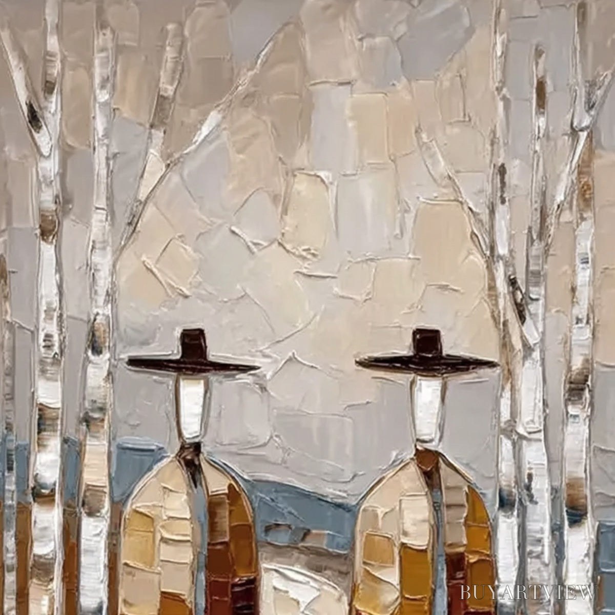 ARTOVITAS the Sojourners – Textured Palette Knife Painting of Figures in a Landscape - image 3