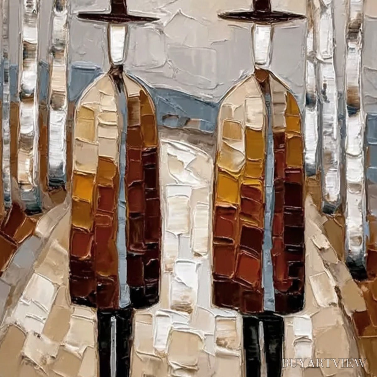 ARTOVITAS the Sojourners – Textured Palette Knife Painting of Figures in a Landscape - image 5