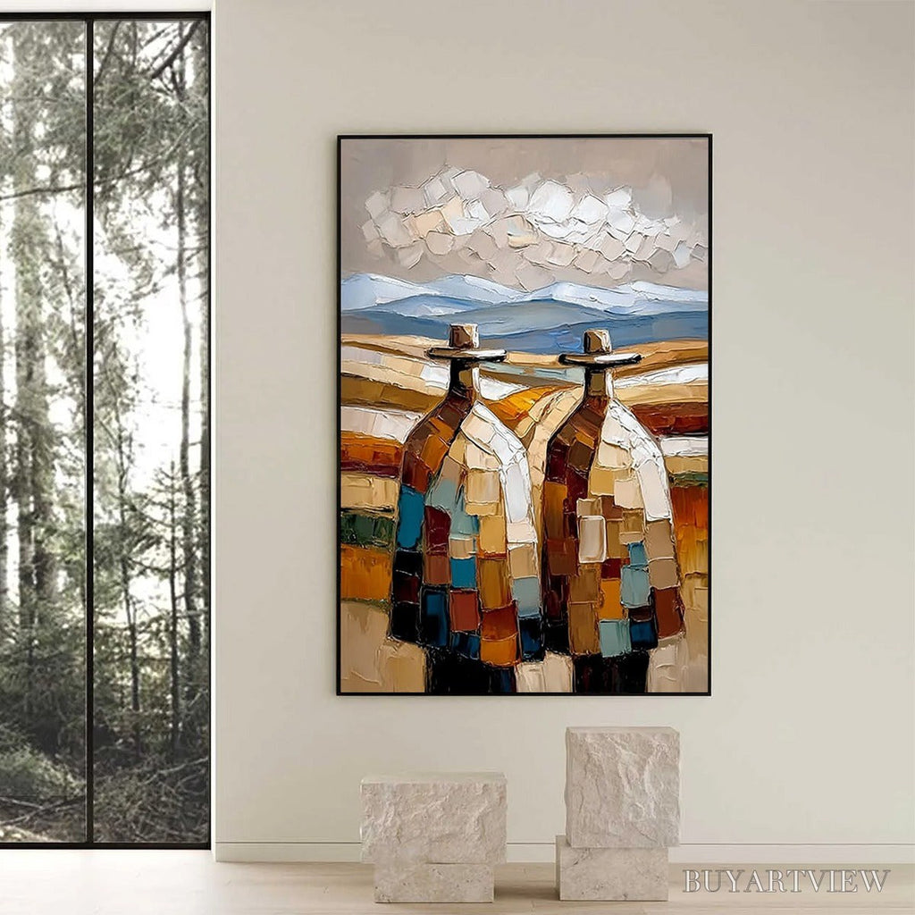ARTOVITAS the Journeymen – Textured Impasto Painting of Two Figures in a Landscape - image 2