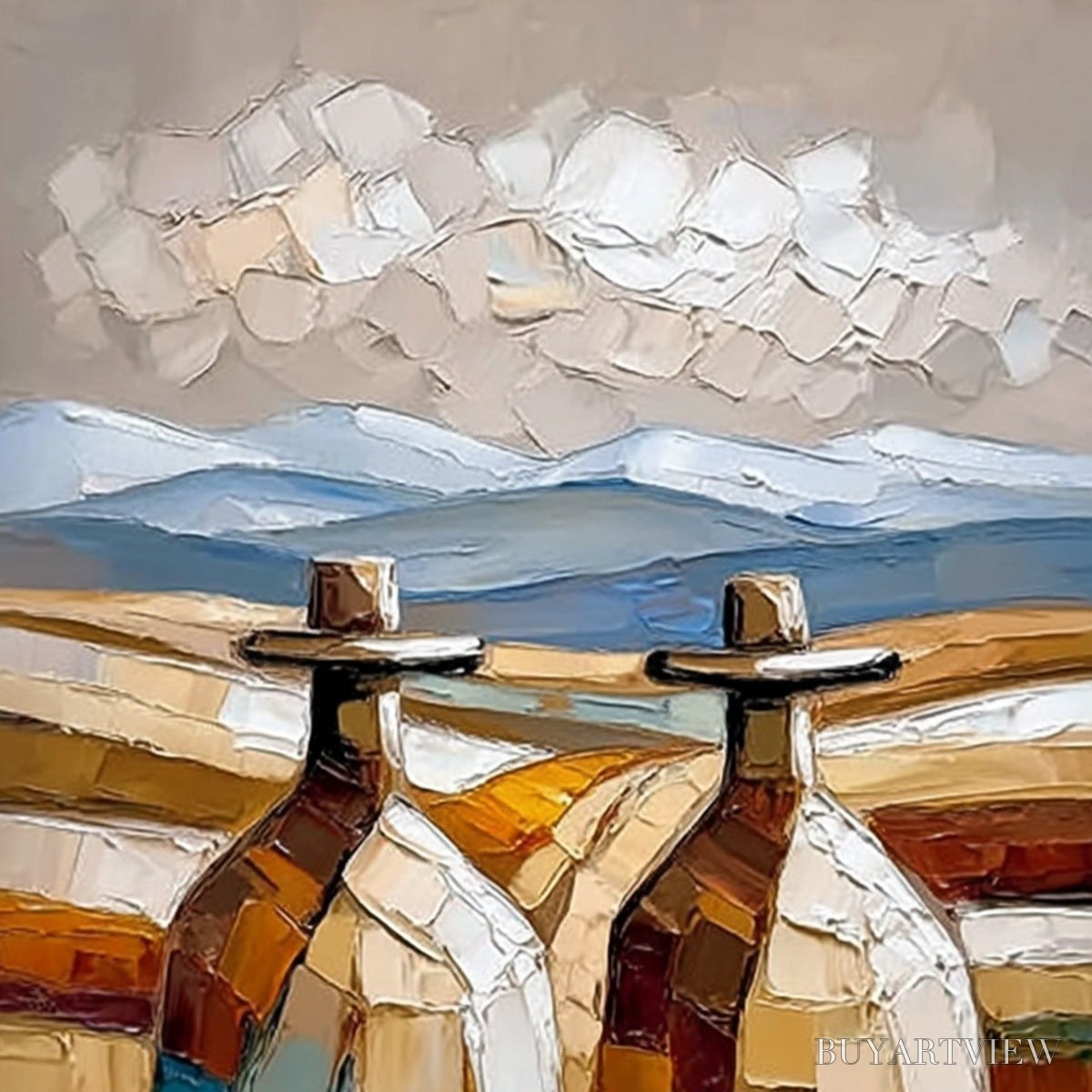 ARTOVITAS the Journeymen – Textured Impasto Painting of Two Figures in a Landscape - image 3