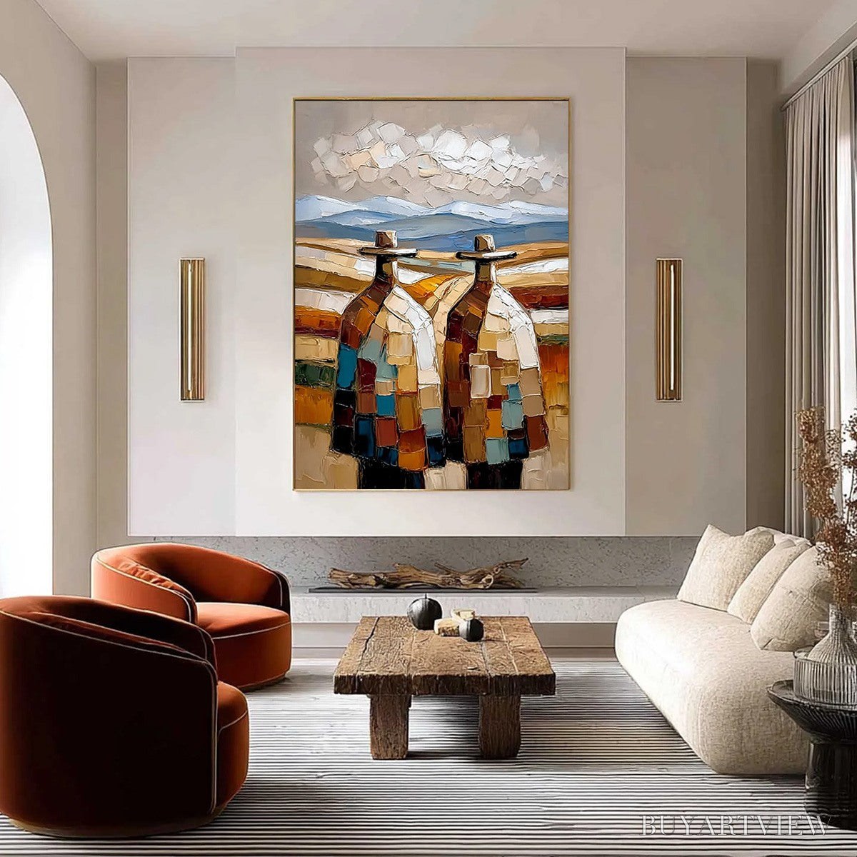 ARTOVITAS the Journeymen – Textured Impasto Painting of Two Figures in a Landscape - image 4