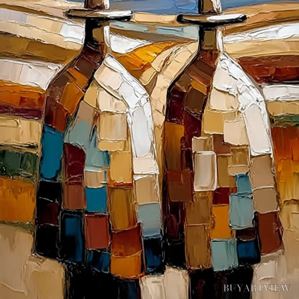 ARTOVITAS the Journeymen – Textured Impasto Painting of Two Figures in a Landscape - image 5