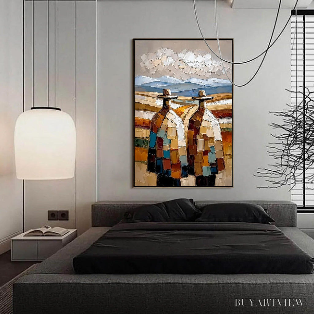 ARTOVITAS the Journeymen – Textured Impasto Painting of Two Figures in a Landscape - image 6