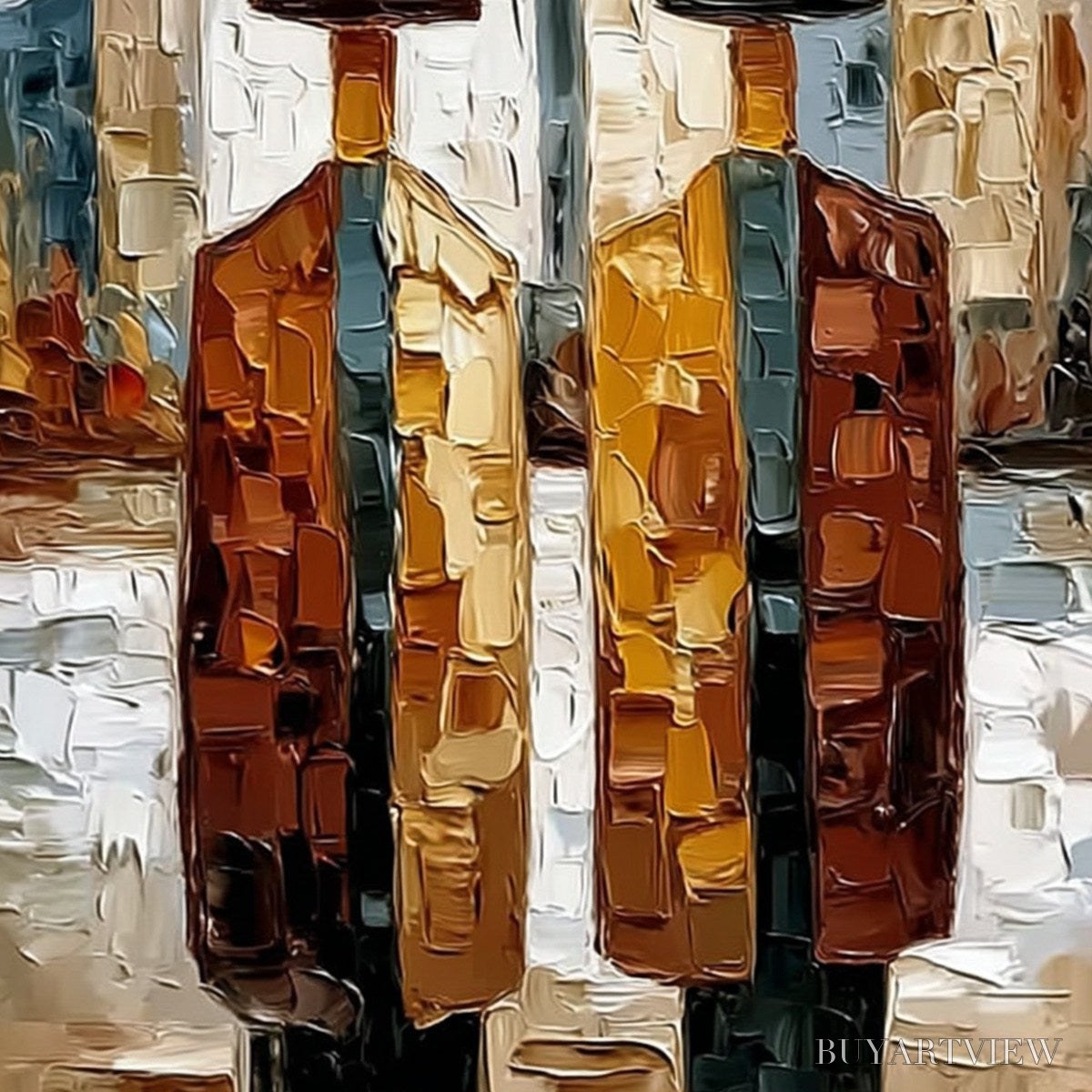 ARTOVITAS Metropolis Duo – Textured Palette Knife Painting of Figures in a City - image 5