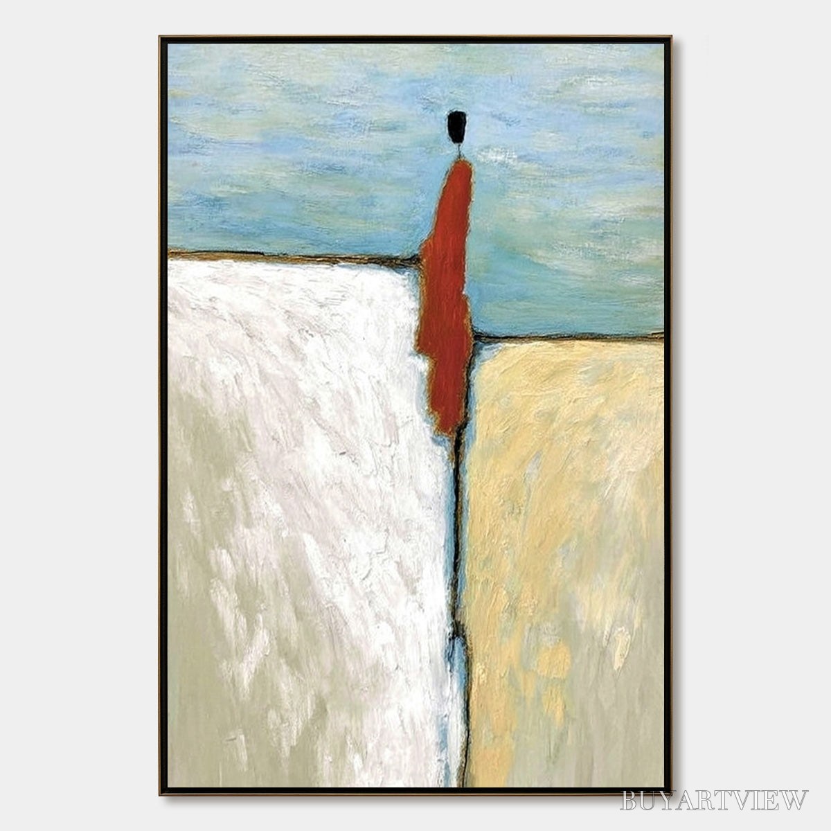 ARTOVITAS the Watcher – Minimalist Figurative Abstract Textured Painting - image 1