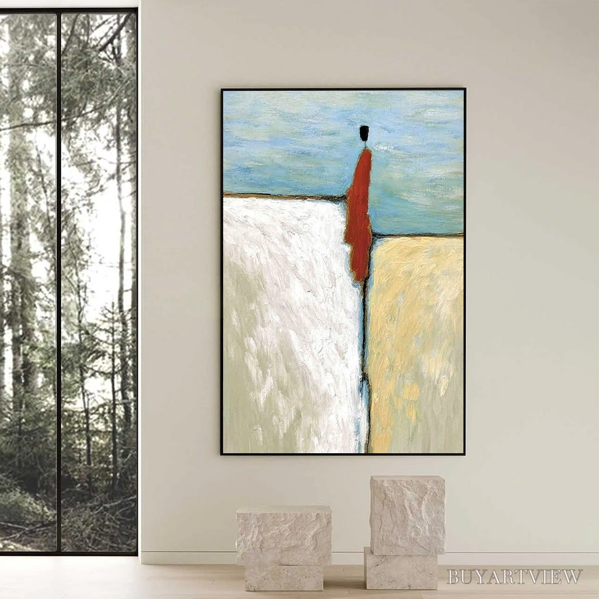 ARTOVITAS the Watcher – Minimalist Figurative Abstract Textured Painting - image 2