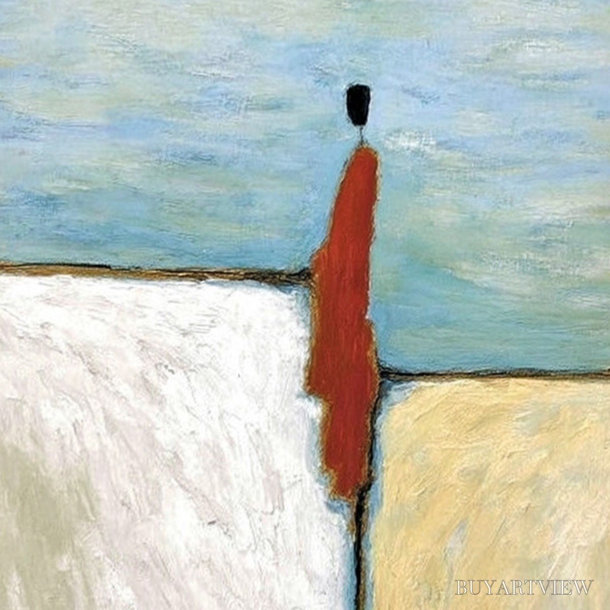 ARTOVITAS the Watcher – Minimalist Figurative Abstract Textured Painting - image 3