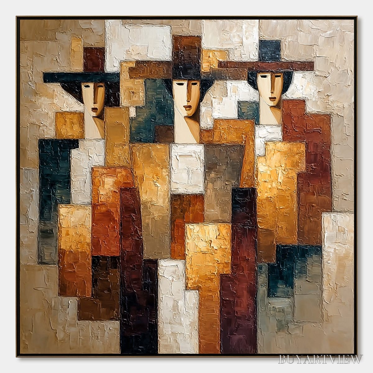 ARTOVITAS the Triad – Heavily Textured Abstract Figurative Impasto Painting - image 1