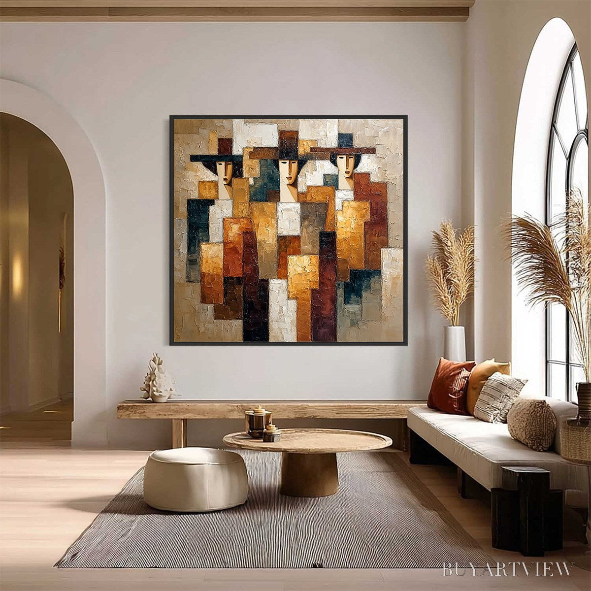 ARTOVITAS the Triad – Heavily Textured Abstract Figurative Impasto Painting - image 2