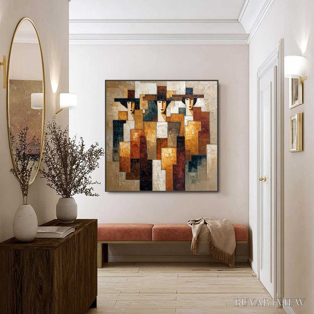 ARTOVITAS the Triad – Heavily Textured Abstract Figurative Impasto Painting - image 4