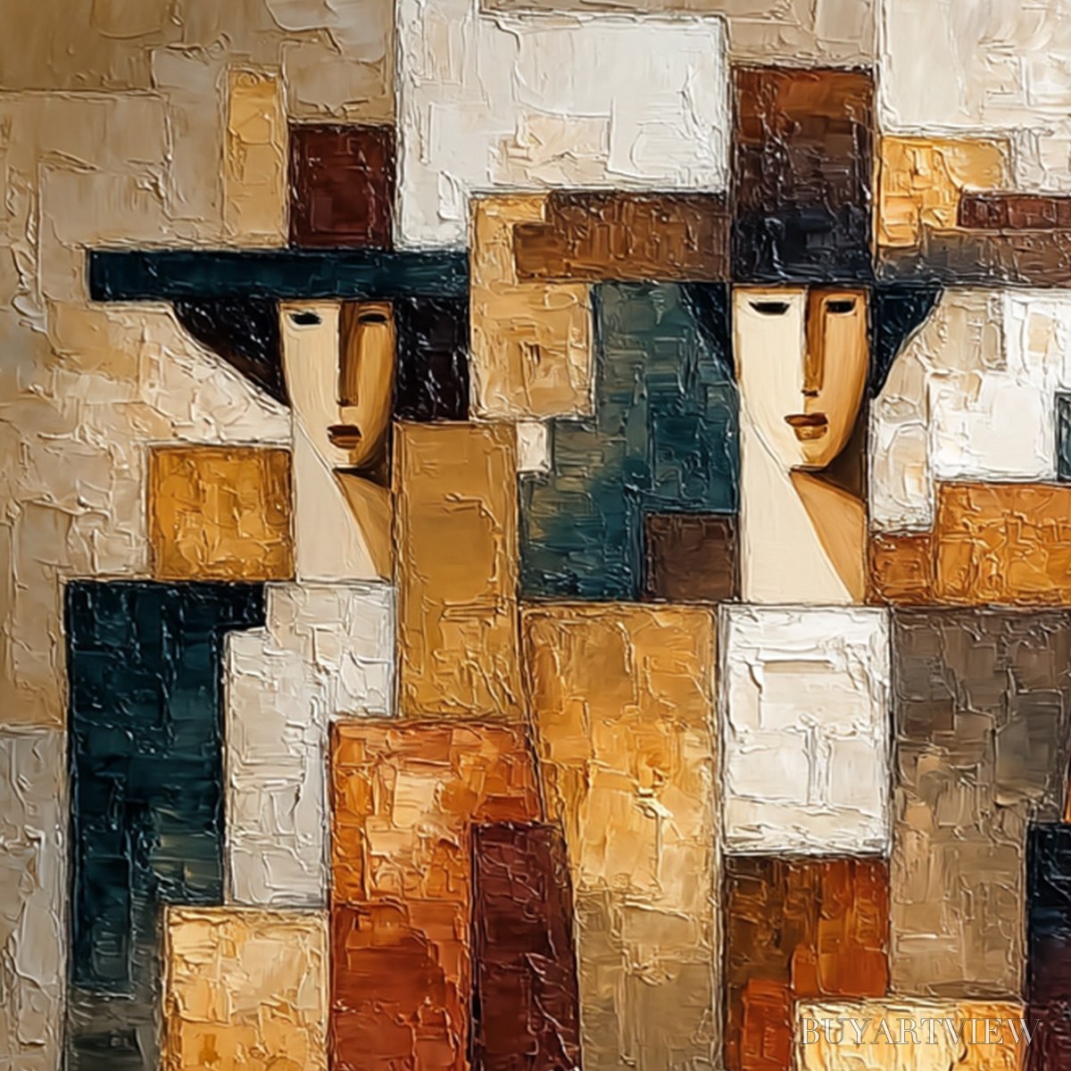 ARTOVITAS the Triad – Heavily Textured Abstract Figurative Impasto Painting - image 5