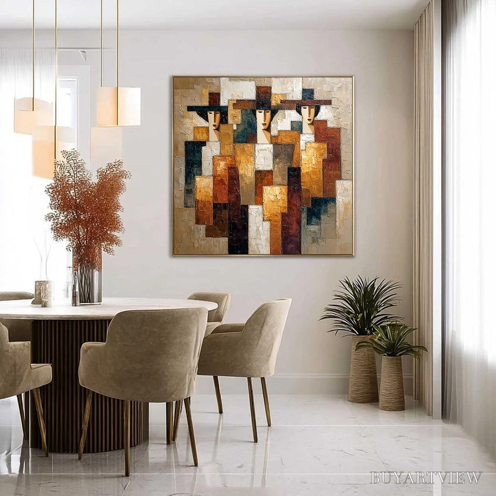 ARTOVITAS the Triad – Heavily Textured Abstract Figurative Impasto Painting - image 6