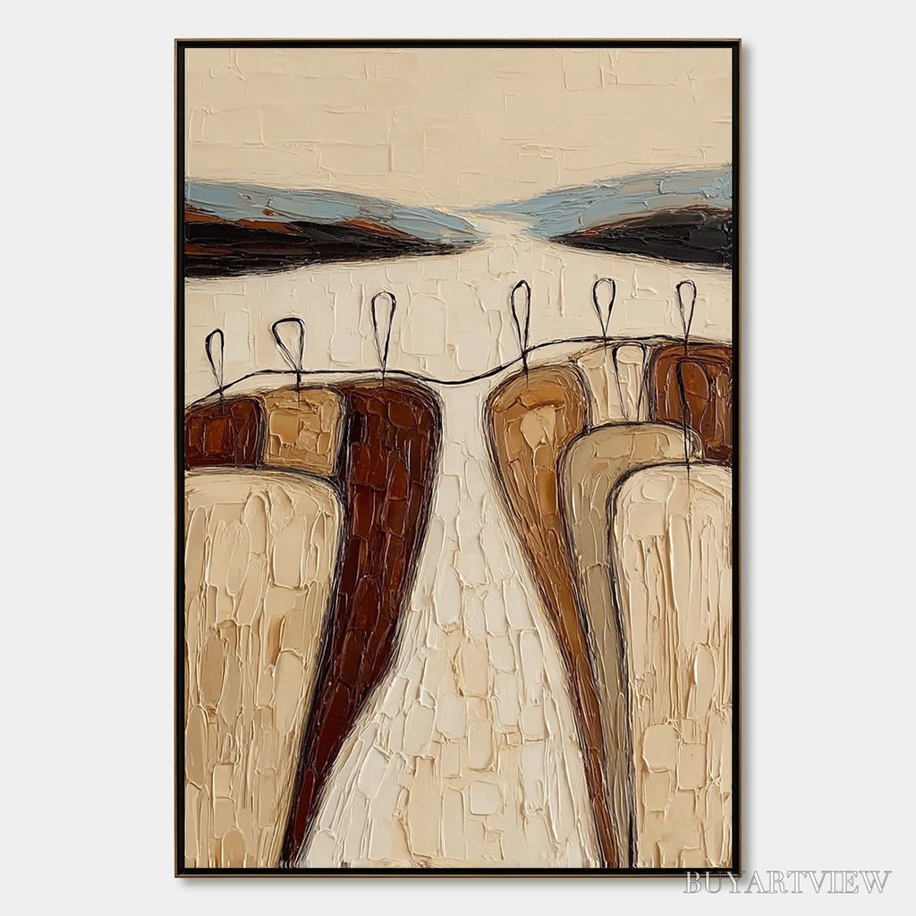 ARTOVITAS the Gathering – Textured Wabi Sabi Abstract Landscape Painting - image 1