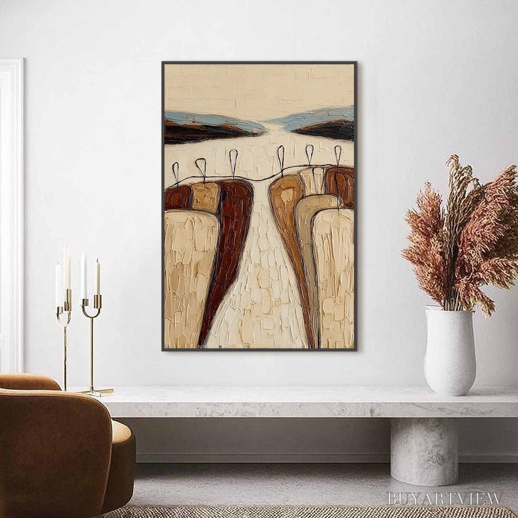 ARTOVITAS the Gathering – Textured Wabi Sabi Abstract Landscape Painting - image 2