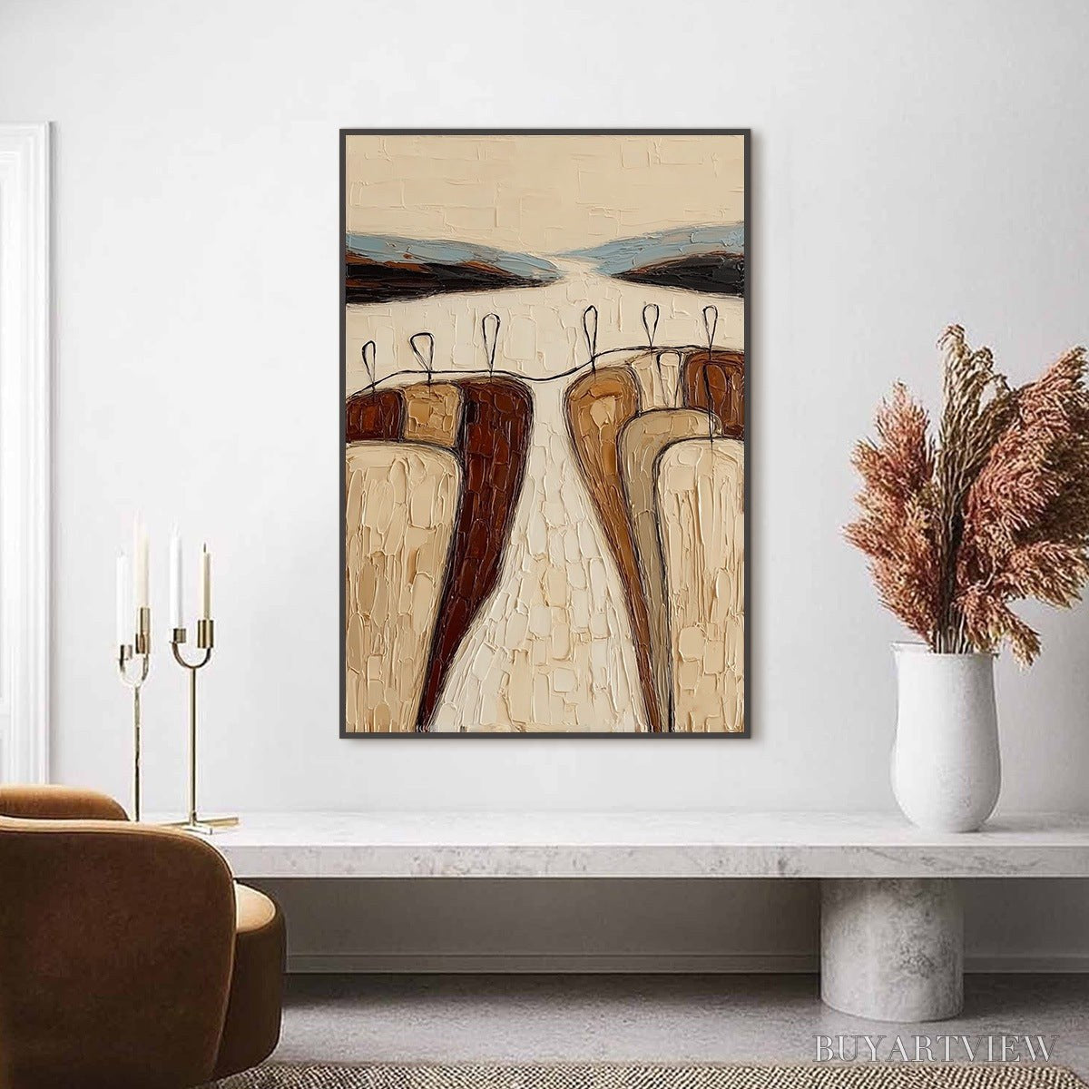 ARTOVITAS the Gathering – Textured Wabi Sabi Abstract Landscape Painting - image 2