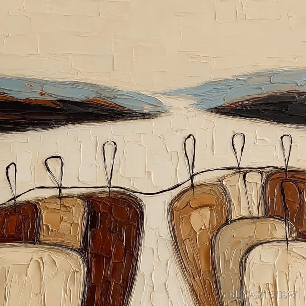ARTOVITAS the Gathering – Textured Wabi Sabi Abstract Landscape Painting - image 3