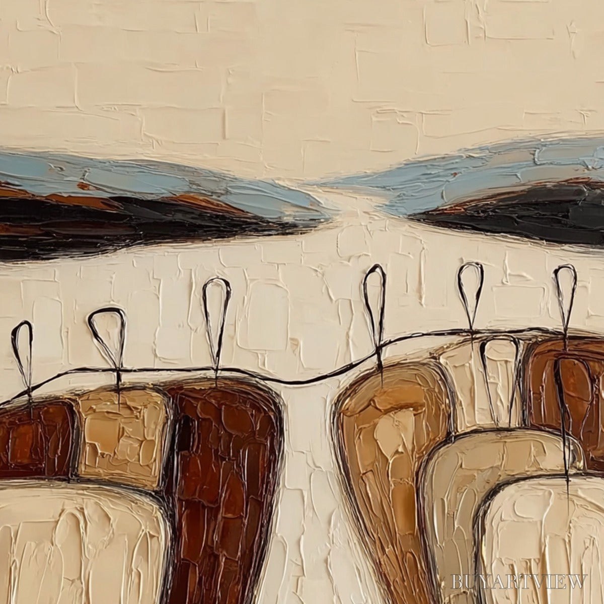 ARTOVITAS the Gathering – Textured Wabi Sabi Abstract Landscape Painting - image 3