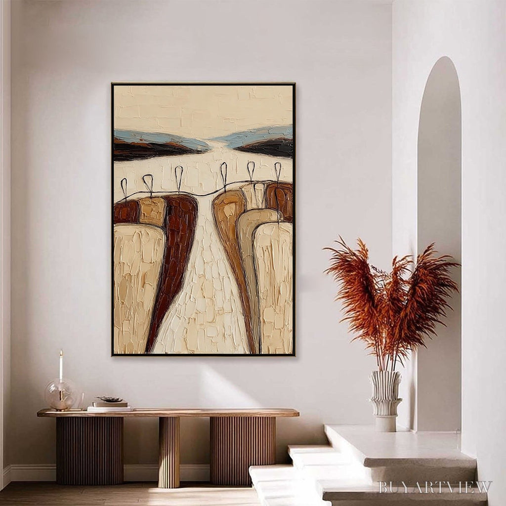 ARTOVITAS the Gathering – Textured Wabi Sabi Abstract Landscape Painting - image 4