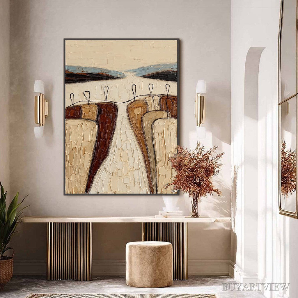 ARTOVITAS the Gathering – Textured Wabi Sabi Abstract Landscape Painting - image 6